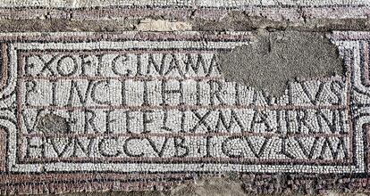 Mosaic with the name of Maternus found in the master bedroom.