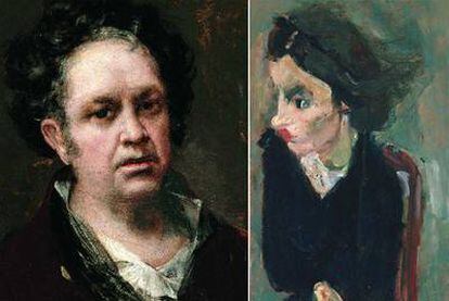 A la izquierda, autorretrato de Goya a los 69 años procedente del Museo del Prado; a la derecha, un retrato de Chaïm Soutine.