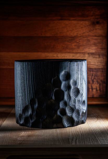 Turned, carved and charred ash bowl.
