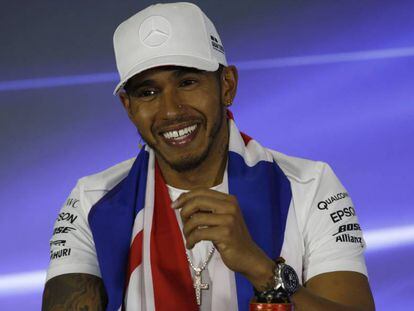 Hamilton durante la conferencia de prensa tras el GP de M&eacute;xico.