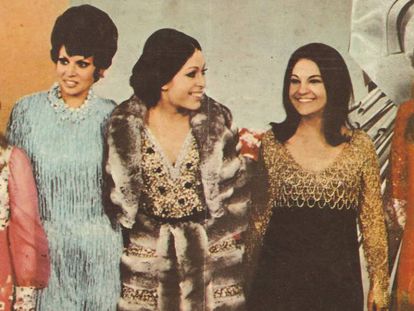 Massiel amb les quatre guanyadores d'Eurovisió 1969. A la seva esquerra, la cantant Salomé.