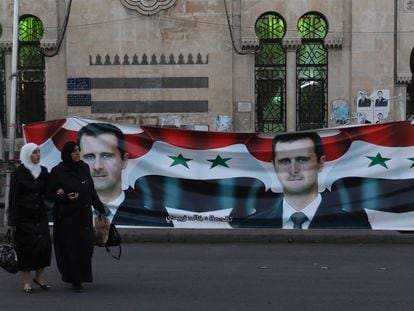 Carteles electorales a favor de Bachar el Asad, el pasado día 18 en Damasco.