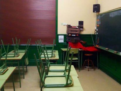 Una de las aulas del colegio El Parque, de Huesca. 