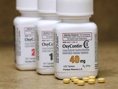 Botes de OxyContin, de Purdue Pharma, en una farmacia de Provo (Utah, EE UU).