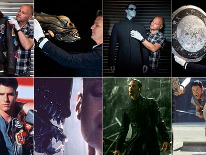 Piezas de 'Top Gun', 'Alien', 'Matrix' y 'Gladiator' que saldrán a subasta el próximo diciembre.