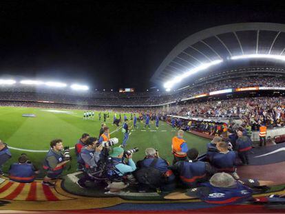 Imagen 360 del Camp Nou en el partido contra el Atlético.