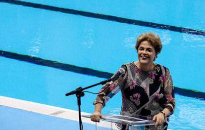 Rousseff, en la visita a las piscinas olímpicas.