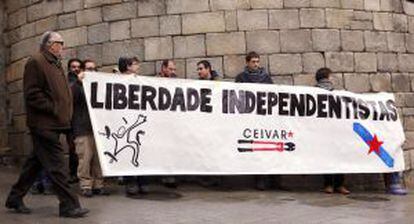 Acto de protesta en Lugo por las detenciones de miembros de Resistencia Galega. Manifestación de apoyo a los dos presuntos integrantes del grupo Independentista Resistencia Galega.