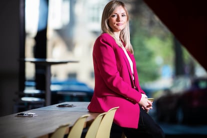 La nueva portavoz política de Cs, Patricia Guasp, en la sede del partido de Madrid, este viernes.
