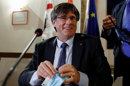 Carles Puigdemont, at a press conference held on October 4 in Sardinia, days after his arrest and release on this Italian island.