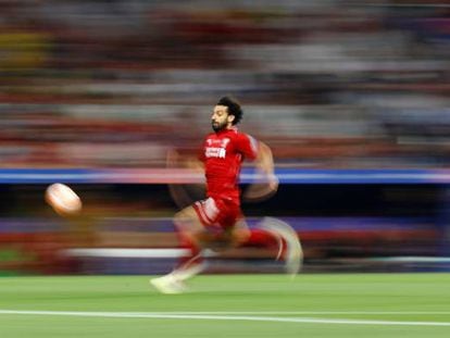 Mohamed Salah en un partido con el Liverpool.
