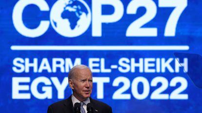 Joseph Biden habla en la conferencia del clima COP27, celebrada el pasado noviembre in Sharm El Sheikh, Egipto.