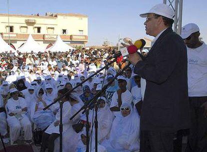 Fuad Alí el Himma, líder del Partido Autenticidad y Modernidad (PAM), en un mitin en El Aaiún.