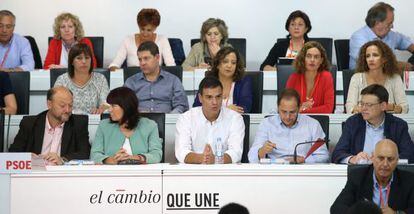 El secretario general del PSOE, Pedro S&aacute;nchez, durante la reuni&oacute;n este s&aacute;bado del Comit&eacute; Federal.
