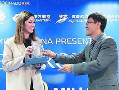 Presentación en Madrid de una iniciativa para promocionar China como destino turístico en España. En la foto, la actriz y bailarina española Dafne Fernández.