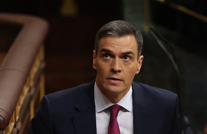 Pedro Sánchez durante la primera jornada del debate de investidura.