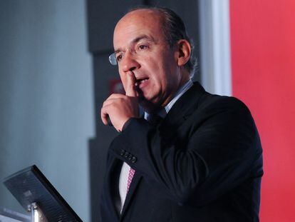 El expresidente mexicano Felipe Calderón, en una conferencia de 2017.