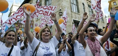 Protesta en Valencia este junio de las familias con hijos en la concertada.