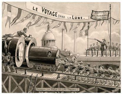 "¡¡¡Carguen!!! (5º cuadro). Instituto de Astronomía Incoherente", 1930. Recomposición de una escena de 'Voyage dans la Lune' ['Viaje a la Luna', 1902].