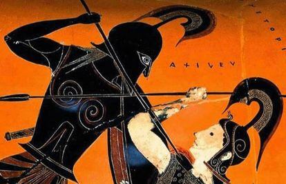 Escena d'una pintura del segle V a. C. on Aquil·les mata la reina Pentesilea.
