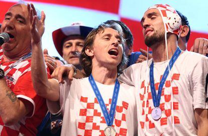 Modric junto a Kovacic, en Zagreb tras el Mundial.