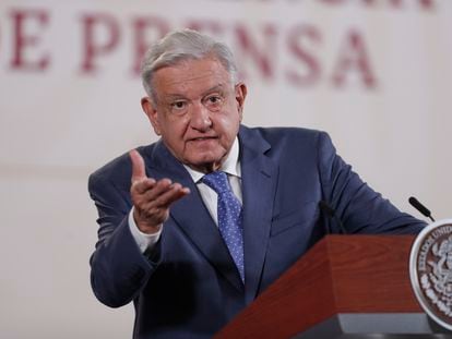 Andrés Manuel López Obrador, durante su conferencia matutina de este miércoles, en Ciudad de México.