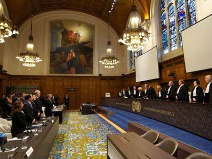 Los miembros de la Corte Internacional de Justicia de La Haya.