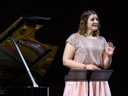 La soprano Lise Davidsen durante su recital, el lunes en el Teatro de la Zarzuela.