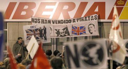 Manifestaci&oacute;n convocada de los sindicatos de Iberia contra el plan de ajuste