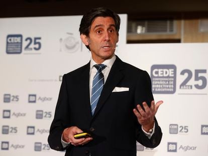 José María Álvarez-Pallete, durante su participación en un acto organizado por la Fundación CEDE.