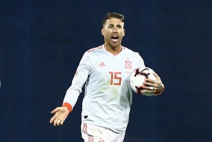 Sergio Ramos, tras marcar el penalti contra Croacia.