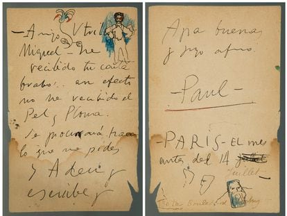 LA misiva firmada por Picasso de 1901 que se vende en Setdart de Barcelona.