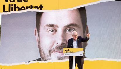 El candidato a la alcaldía de Barcelona, Ernest Maragall, en un mítin de ERC.