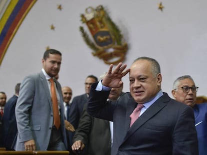 Diosdado Cabello, presidente de la Asamblea Nacional Constituyente, en el Parlamento venezolano.