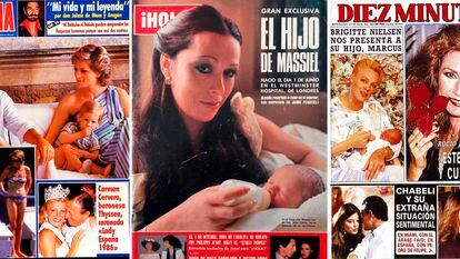 'Collage' con tres portadas icónicas de la prensa del corazón en España.