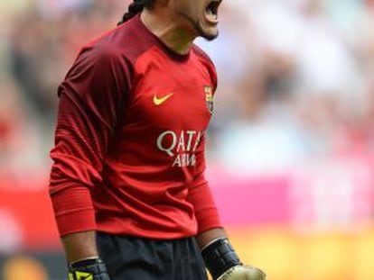 Pinto grita durante un partido con el Barcelona