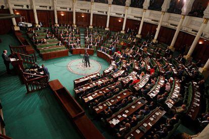 La Asamblea de Representantes del Pueblo, durante la intervención del primer ministro, Elies Fajfaj, este miércoles 26 de febrero.