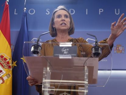 La secretaria general del Partido Popular, Cuca Gamarra, tras la Junta de Portavoces del Congreso, el pasado 8 de septiembre.