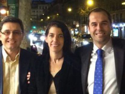 Tomás Marcos, junto a Marta Marbán e Ignacio Aguado, también diputados autonómicos de Ciudadanos por Madrid.