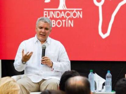 El presidente colombiano, Iván Duque, participa en el encuentro de la Fundación Botín en Cartagena de Indias.