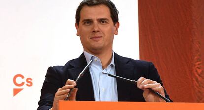 El president de Ciutadans, Albert Rivera, en un acte a Lleó.