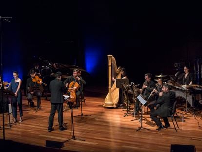 Un momento del concierto de Ensemble Sonido Extremo en el Auditorio 400 del Museo Reina Sofía.