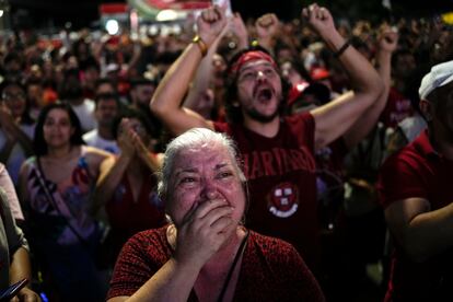 Festejos de los partidarios de Lula en São Paulo.