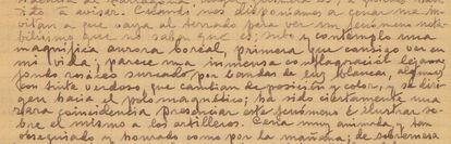 Anotaciones de Luis Rodés, director del Observatorio del Ebro, con la descripción de la aurora boreal. El fragmento, publicado en su libro 'Diario en tiempo de guerra', pertenece a los diarios que escribió entre el verano de 1936 y julio de 1938.