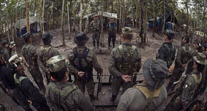 Un frente de las FARC en un campamento al sur de Colombia.