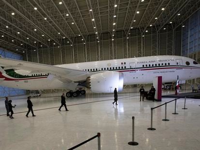 El avión presidencial en un hangar del Aeropuerto Internacional de Ciudad de México, en julio de 2020.