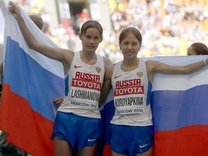 Lashmanova (i) y Kirdyapkina (d), oro y plata en 20 km marcha.