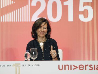 Ana Bot&iacute;n, ayer durante la junta de accionistas de Universia en Badajoz.