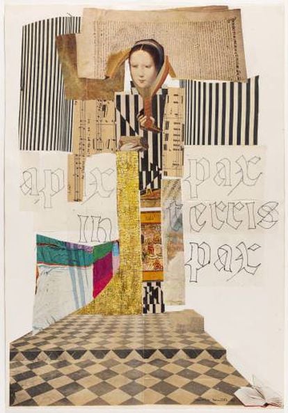 'Sin título', una de las obras en papel, a base de 'collages' de Aurèlia Muñoz.