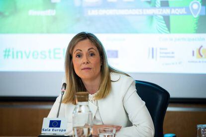 Emma Navarro, vicepresidenta del Banco Europeo de Inversiones hoy, durante el seminario ""El plan de inversiones para Europa".